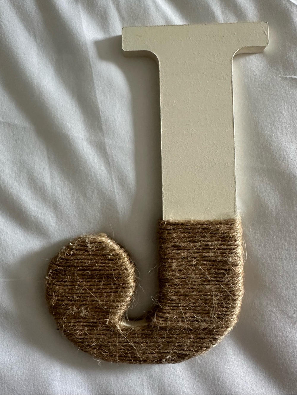 Neutral Jute Wrapped Letter J Wall Decor - Unbranded